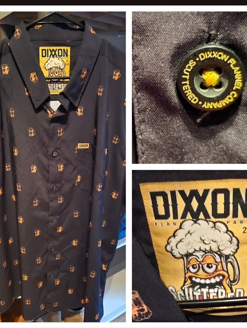DIXXON Scuttered Short Sleeve Button-Up Shirt - Black And Gold